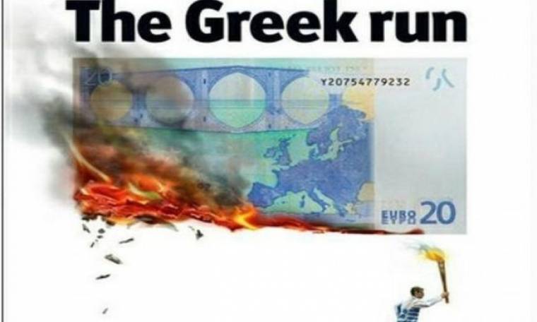 Ο Έλληνας λαμπαδηδρόμος καίει το ευρώ στο εξώφυλλο του Economist