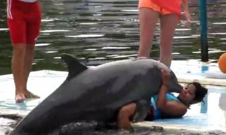 Tι κάνει το δελφίνι στην κοπέλα; (Video)