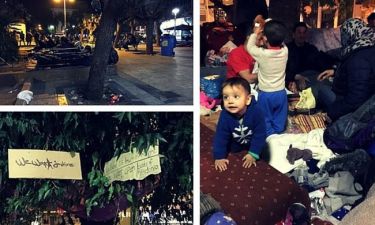 Νύχτα με τους πρόσφυγες στην πλατεία Βικτωρίας