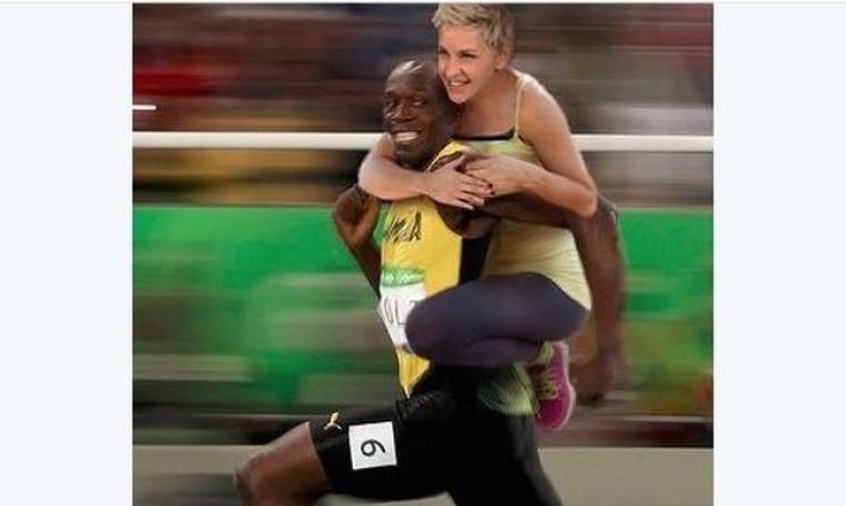 Ellen DeGeneres :Η «ρατσιστική» φώτο με τον Bolt στο twitter, προκάλεσε αντιδράσεις