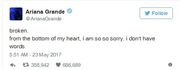 Ariana Grande: Συγκλονισμένη από την τρομοκρατική επίθεση στο Manchester Arena- Το μήνυμά της 
