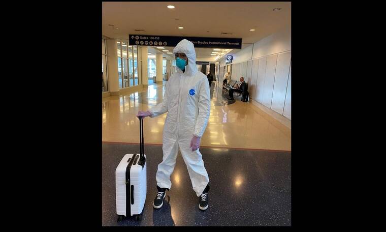 Έτσι προστατεύεται το πασίγνωστο supermodel από τον κοροναϊό - Σαν αστροναύτης στο αεροδρόμιο