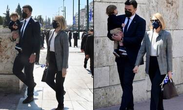 Τζένη Μπαλατσινού - Βασίλης Κικίλιας: Με τον γιο τους στην παρέλαση (Photos)