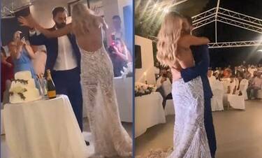 Βρεττός - Δεληγιάννη: Στιγμιότυπα από την γαμήλια δεξίωση - Ο πρώτος τους χορός