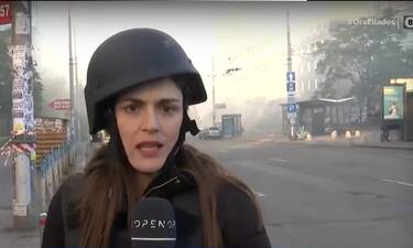 Η στιγμή που Ελληνίδα δημοσιογράφος τρέχει να καλυφθεί για να γλιτώσει από drone καμικάζι στο Κίεβο